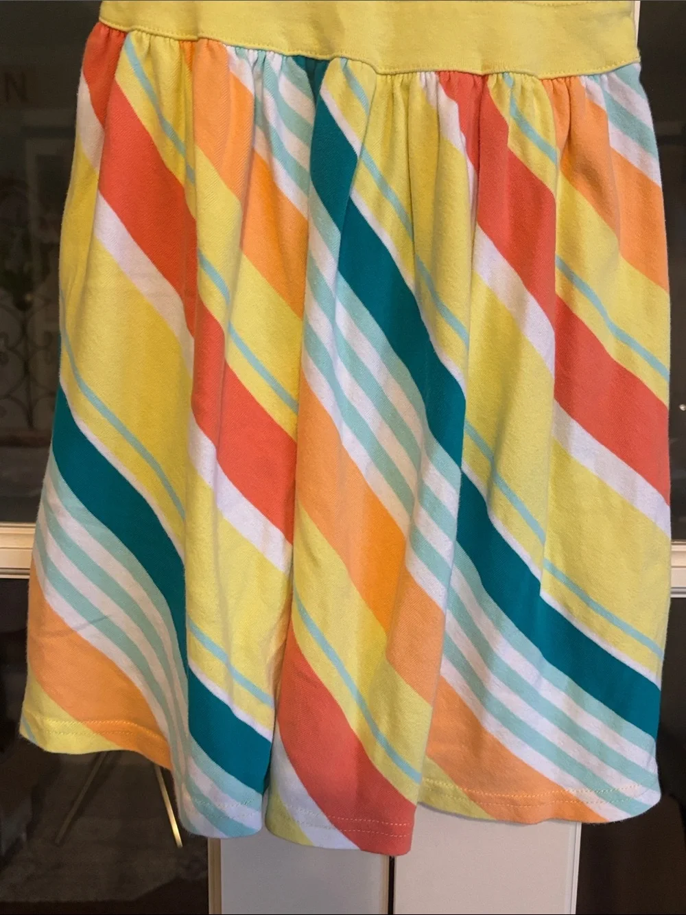 Gymboree Yellow Multi-Stripe Sundress with Coral & Teal Accents